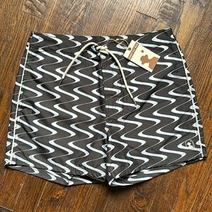 MENS BLACK AND WHITE DANDY DEL MAR SWIM TRUMKS